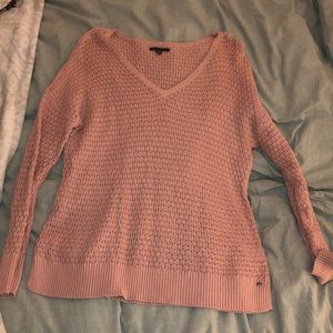 Pink V neck American Eagle Fine Knit Sweater Large